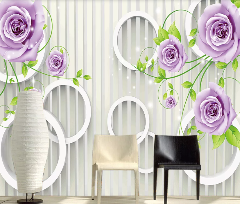 3D Purple Rose WC147 Wall Murals