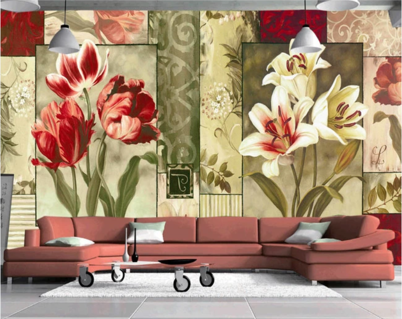 3D Red Lily WC134 Wall Murals