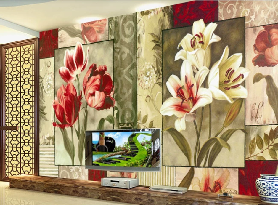 3D Red Lily WC134 Wall Murals