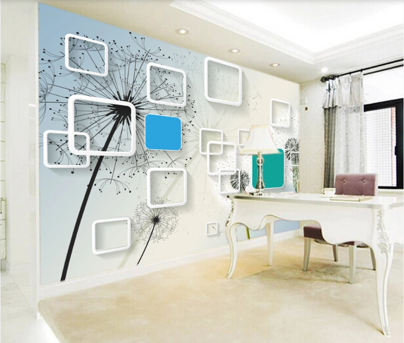 3D Black Dandelion WC110 Wall Murals