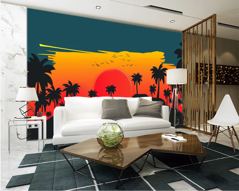 3D Sunset Tree WC2456 Wall Murals