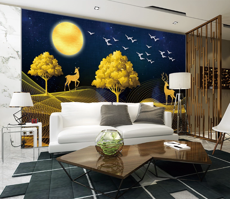 3D Yellow Tree Bird WC2389 Wall Murals