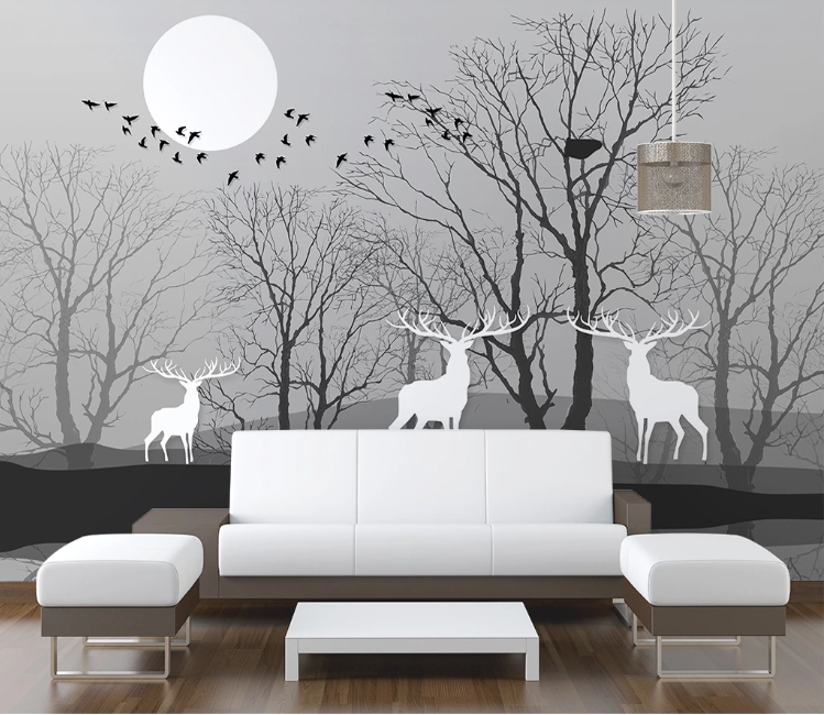 3D White Elk WC2128 Wall Murals