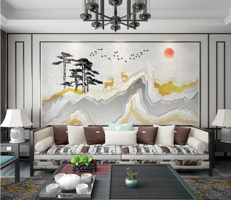 3D Black Tree Deer WC2014 Wall Murals