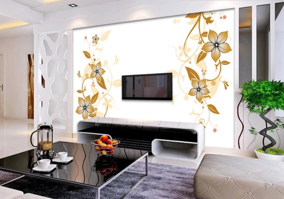 3D Golden Leaves Bloom 1074 Wall Murals