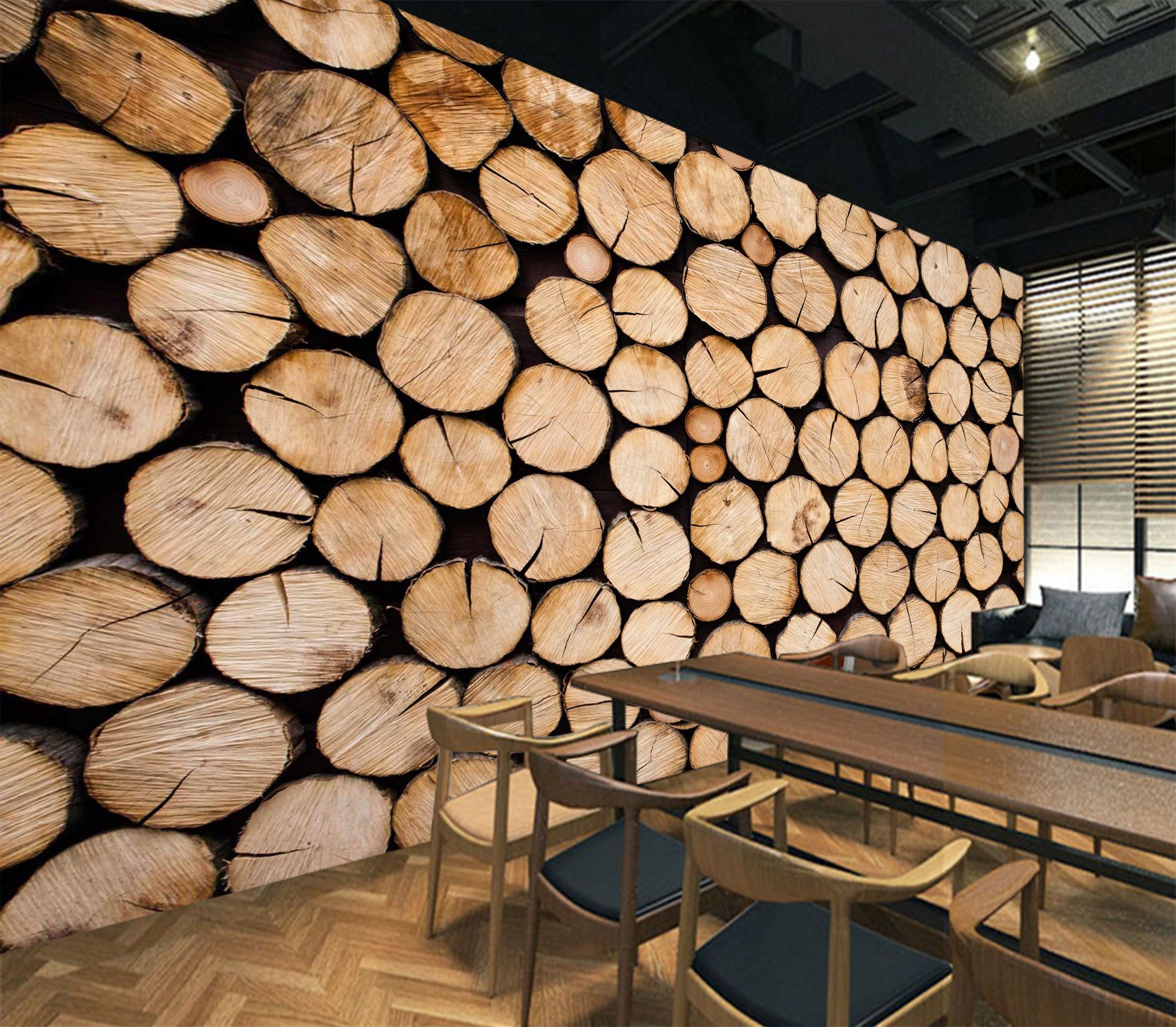 3D Wood Pile 1004 Wall Murals