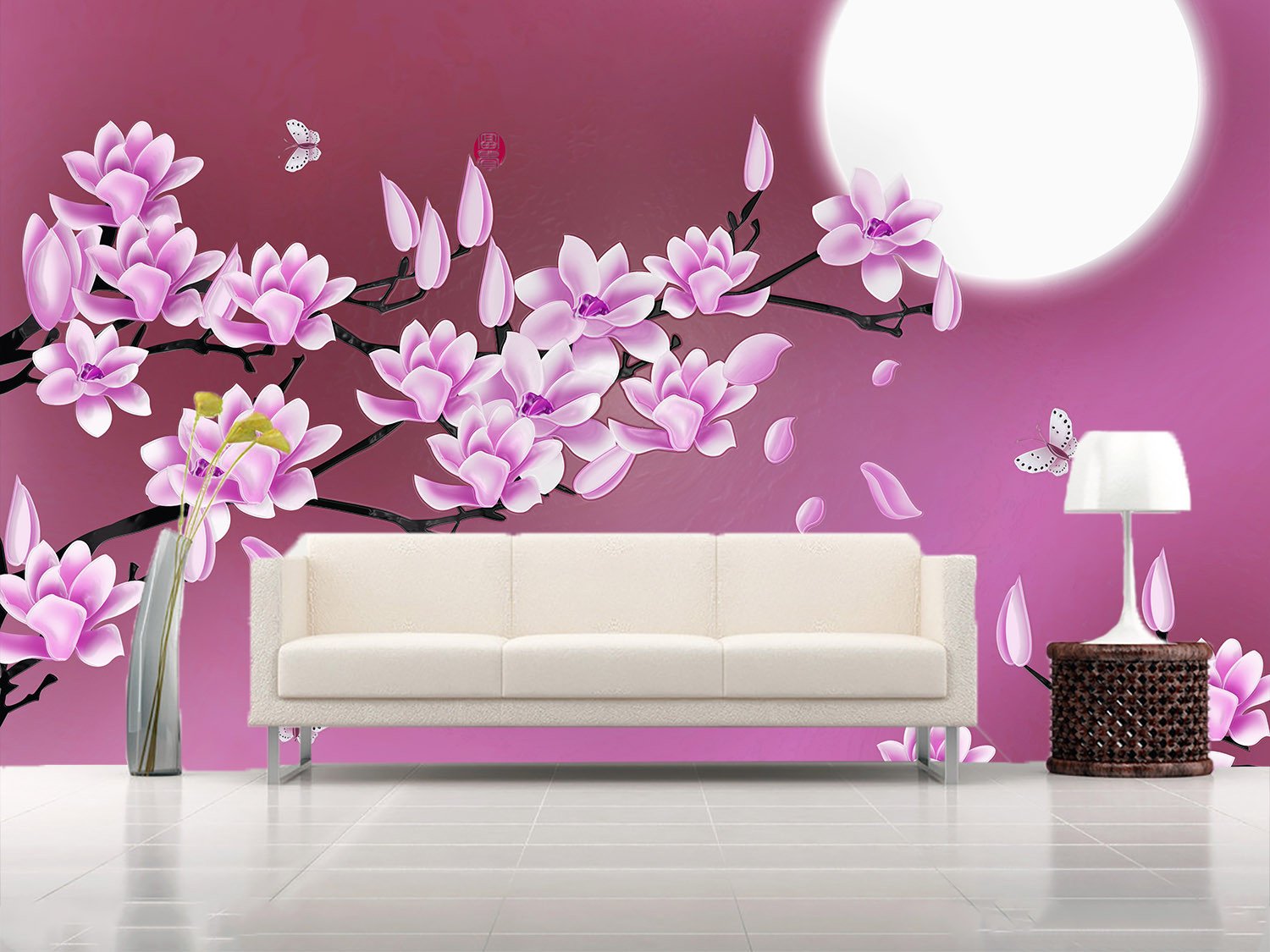 Romantic Purple Flowers Tree Wallpaper AJ Wallpaper 2 