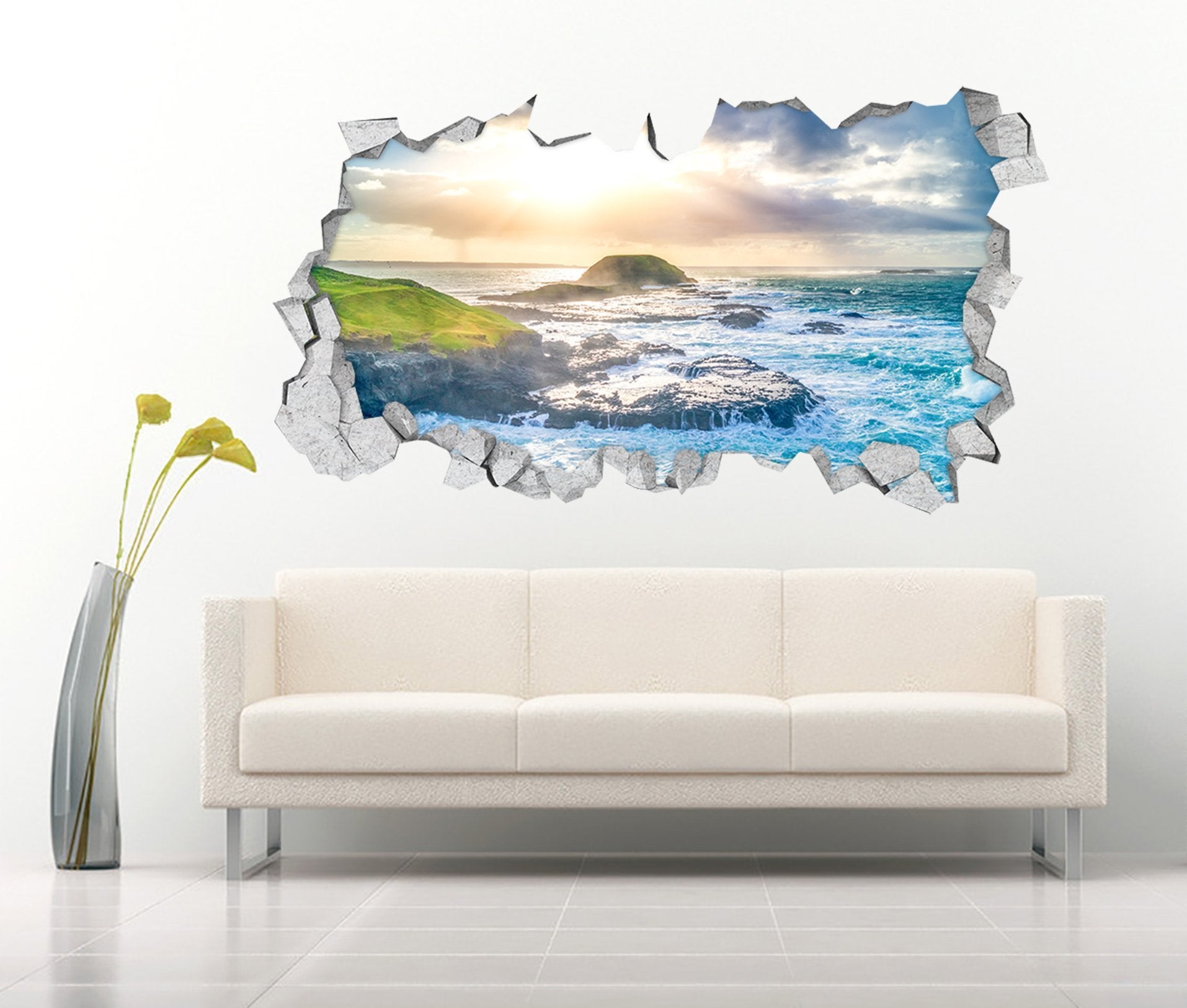 3D Shiny Sea Scenery 100 Broken Wall Murals Wallpaper AJ Wallpaper 