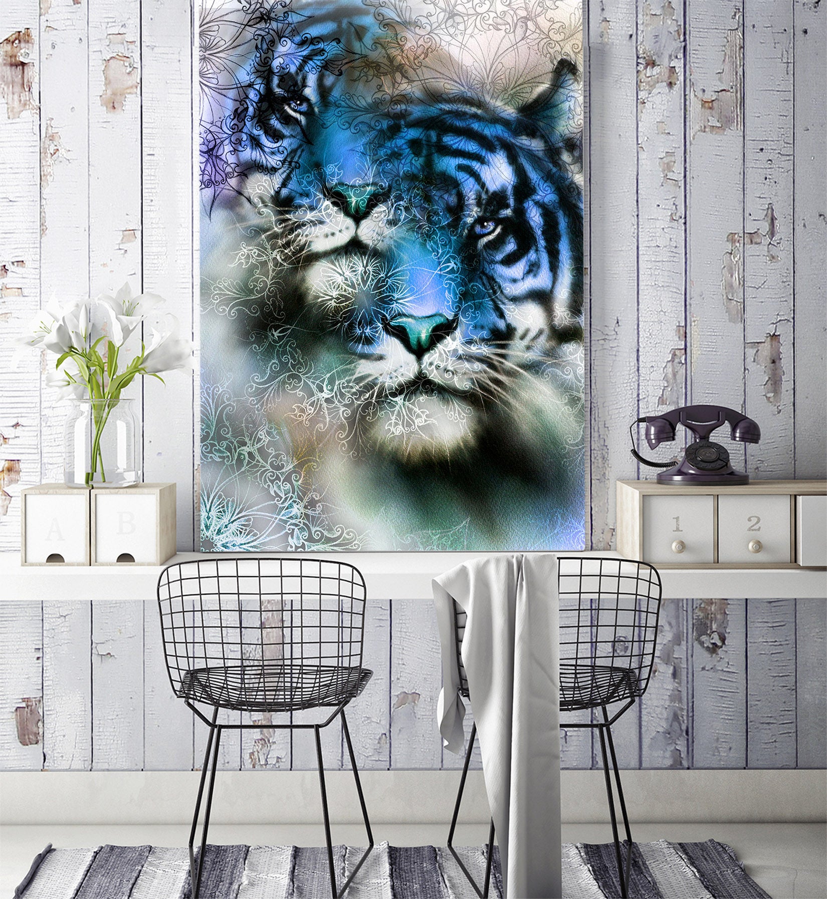 3D Blue Tiger 137 Wall Murals