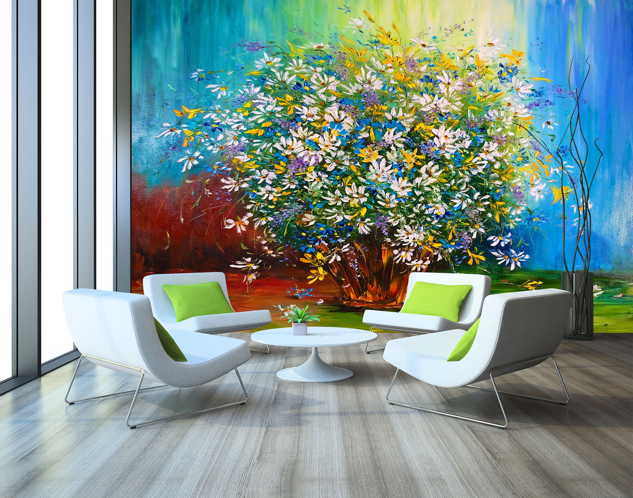 3D Daisy Pot 115 Skromova Marina Wall Mural Wall Murals