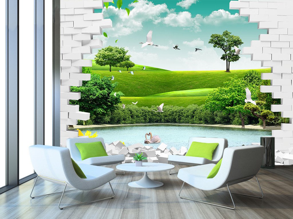 3D Green Trees Grassland Fields 232 Wallpaper AJ Wallpaper 