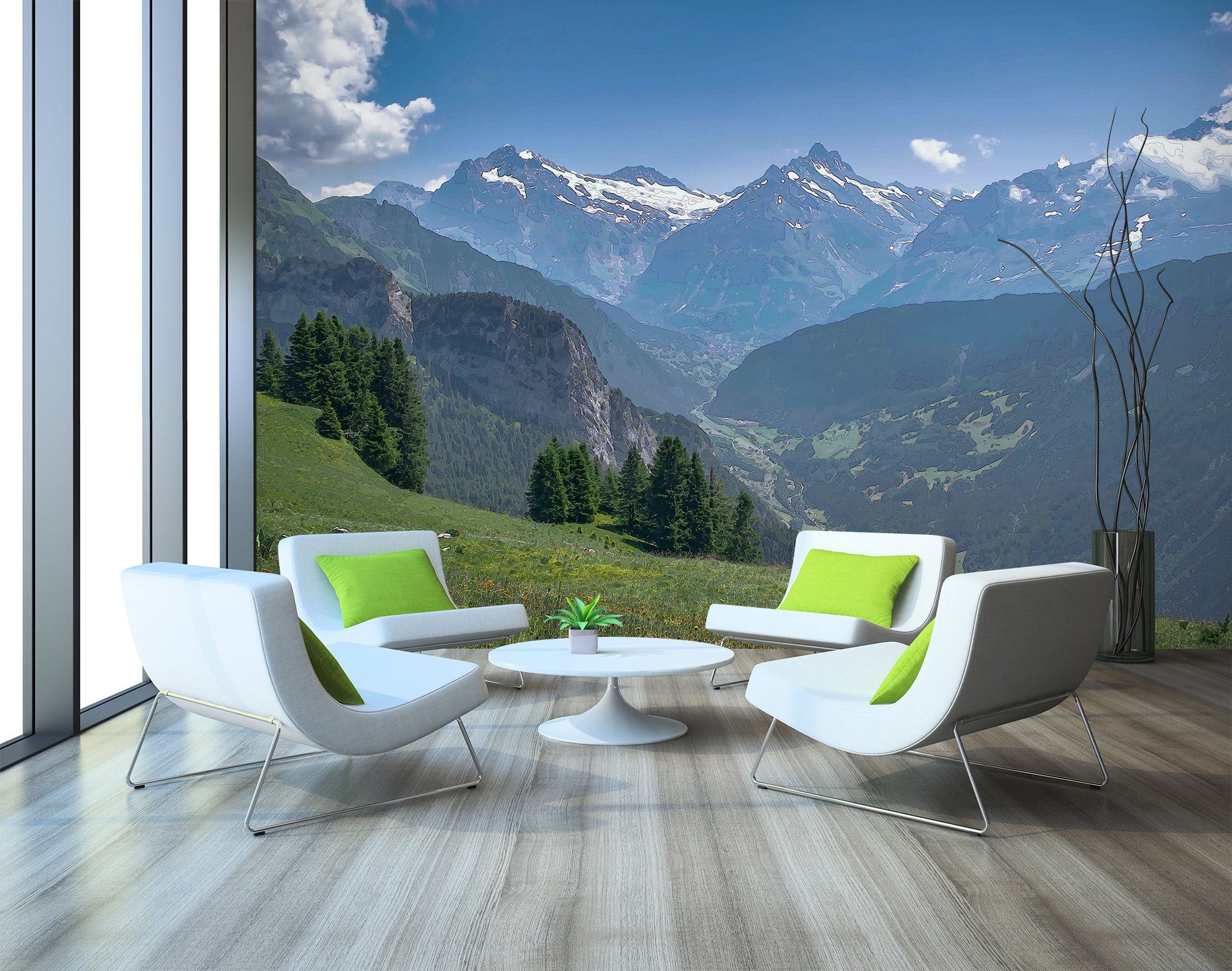 3D Mountain Lawn 9148 Alius Herb Wall Mural Wall Murals