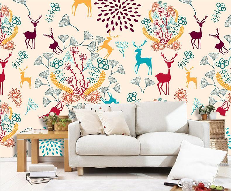 3D Elegant Deer Pattern 092 Wallpaper AJ Wallpaper 