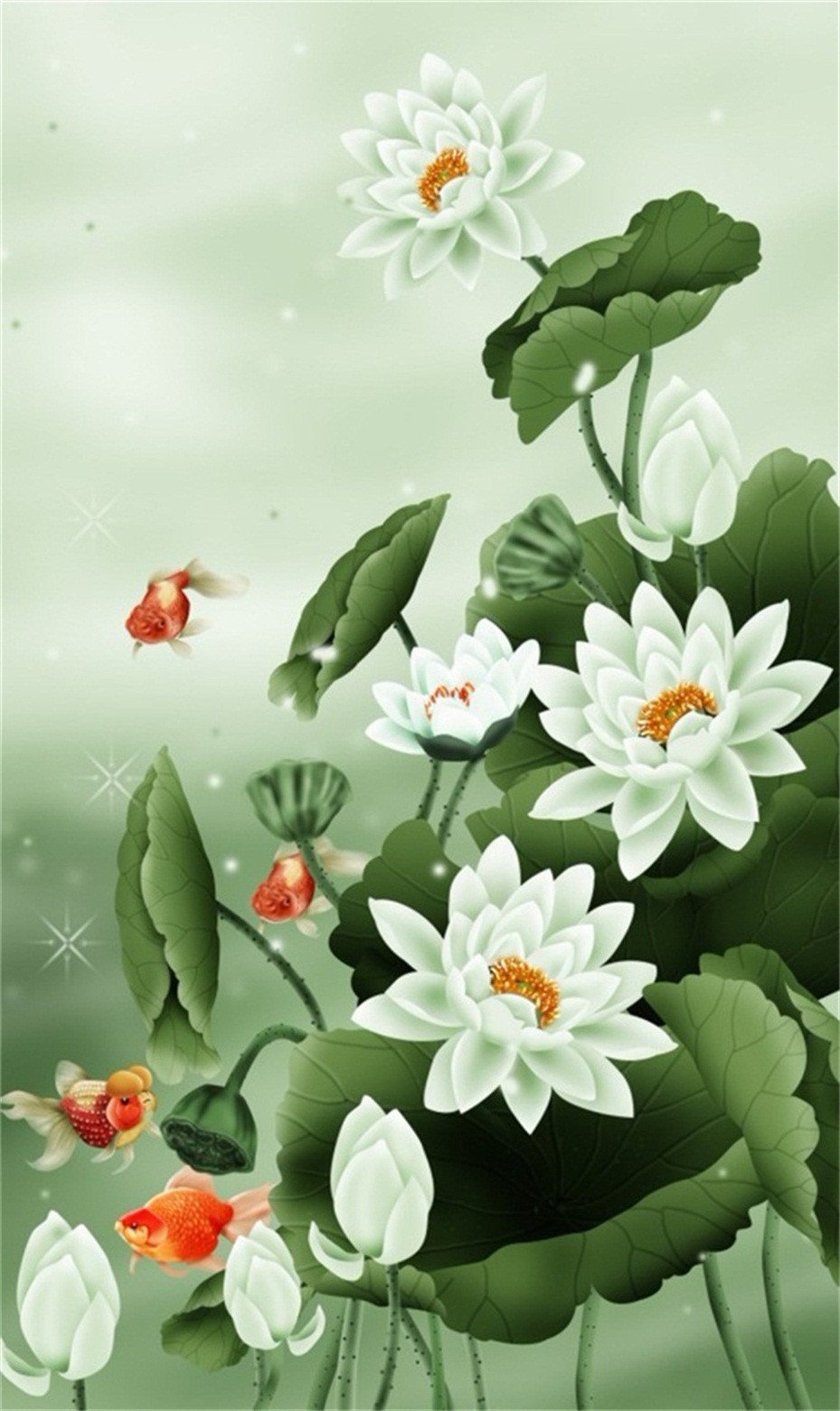 3D Lotus Flowers And Fishes 485 Stair Risers Wallpaper AJ Wallpaper 