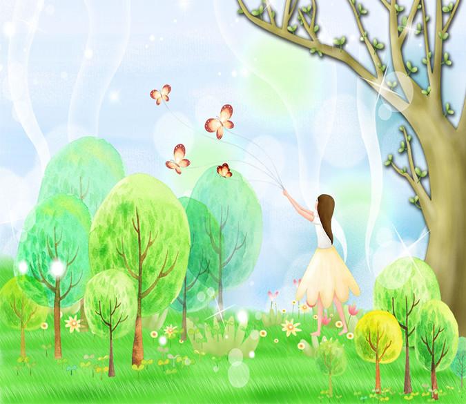 3D Spring Dainty Forest Girl 429 Wallpaper AJ Wallpaper 