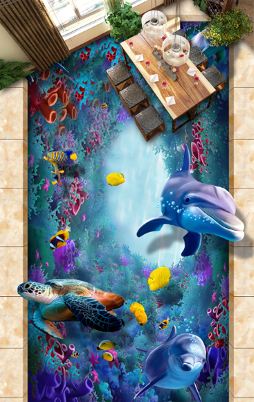 3D Sea Bottom World Floor Mural Wallpaper AJ Wallpaper 2 