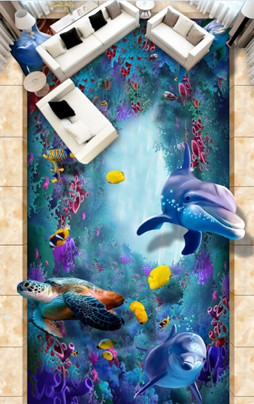 3D Sea Bottom World Floor Mural Wallpaper AJ Wallpaper 2 