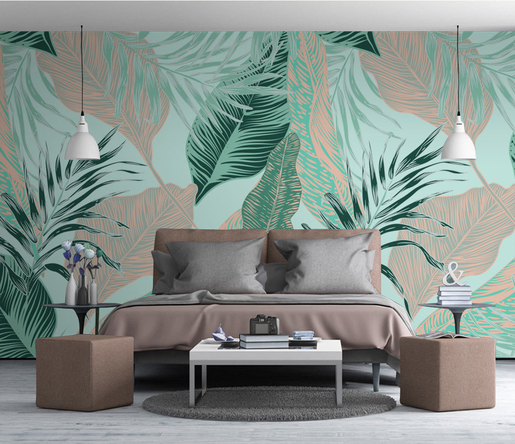 3D Painted Leaves WC033 Wall Murals