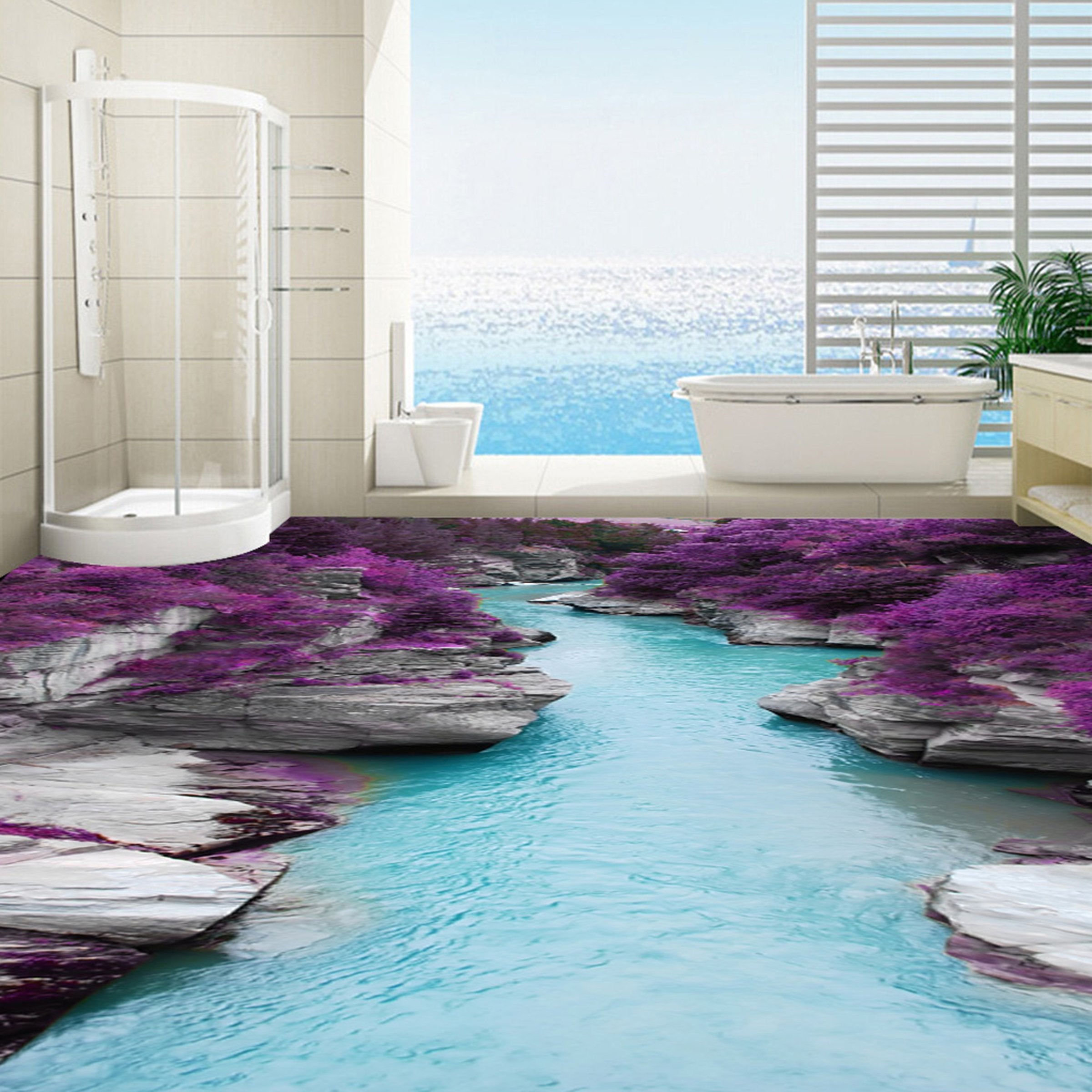 3D Blue Lake Water WG164 Floor Mural Wallpaper AJ Wallpaper 2 