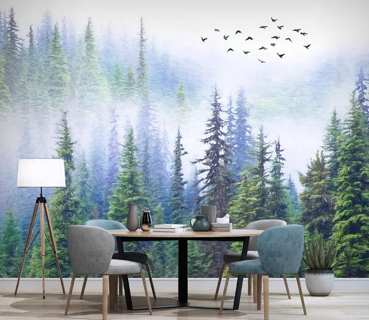 3D Fog Cypress WG1018 Wall Murals