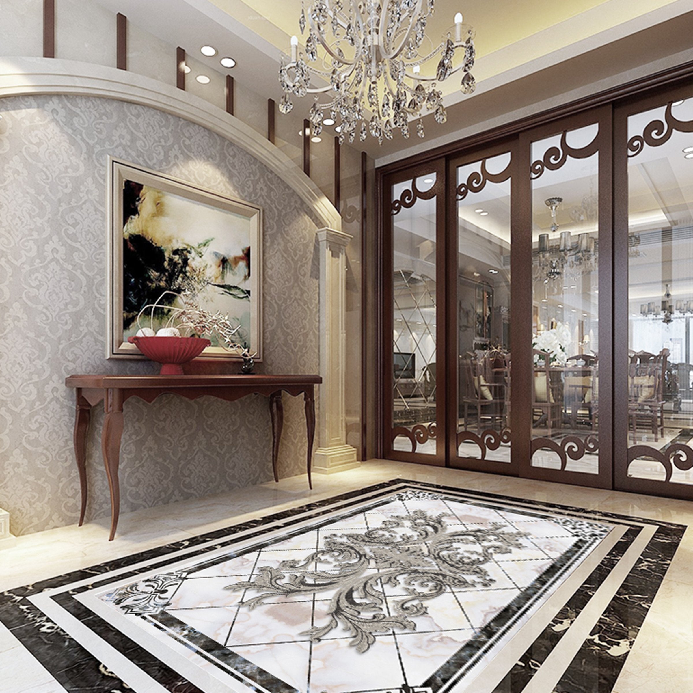 3D Black Marble Pattern WG507 Floor Mural Wallpaper AJ Wallpaper 2 