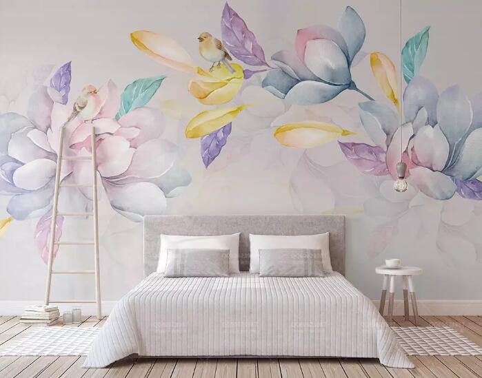 3D Water Lily Bird WG500 Wall Murals