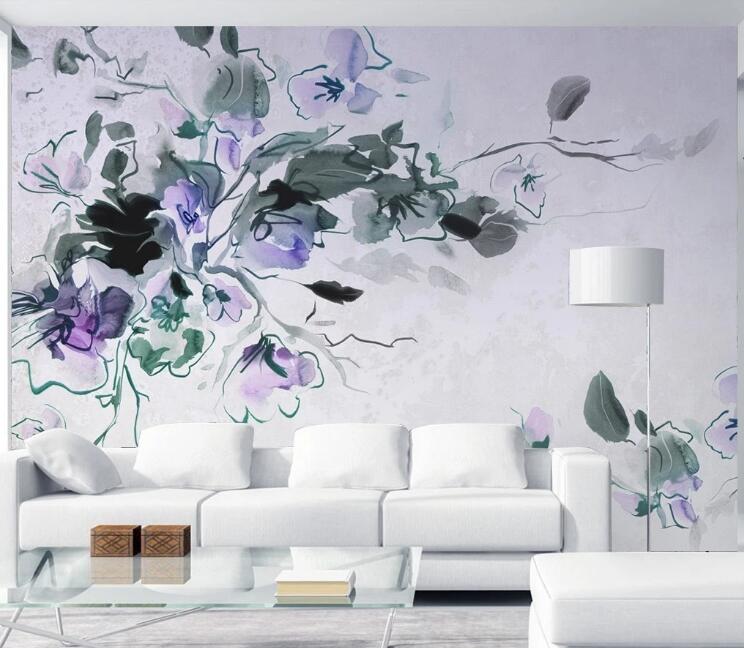 3D Purple Flowers WG29 Wall Murals Wallpaper AJ Wallpaper 2 