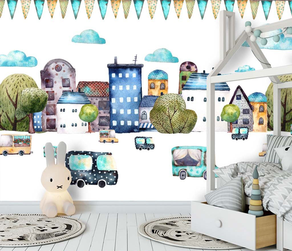 3D Cartoon Building WG200 Wall Murals