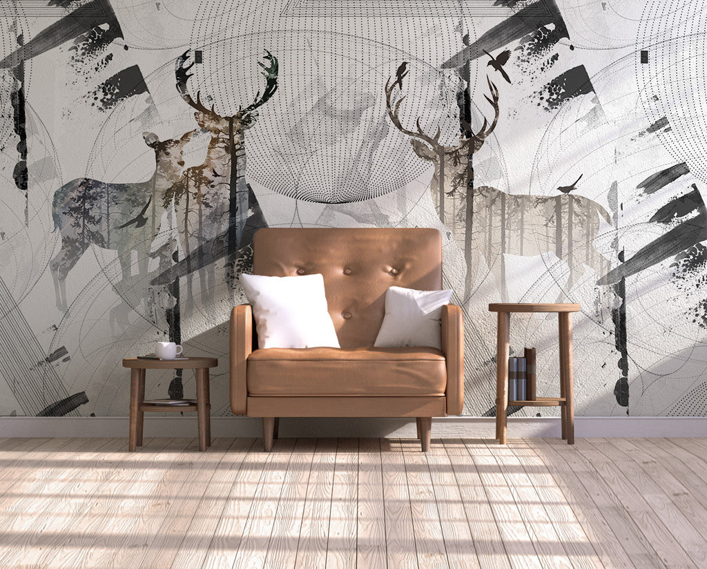 3D Pattern Deer WG114 Wall Murals