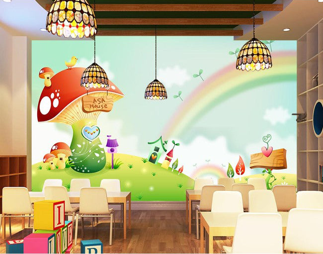 3D Rainbow Mushroom WG142 Wall Murals