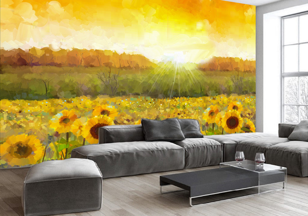 3D Sun Sunflower WG395 Wall Murals