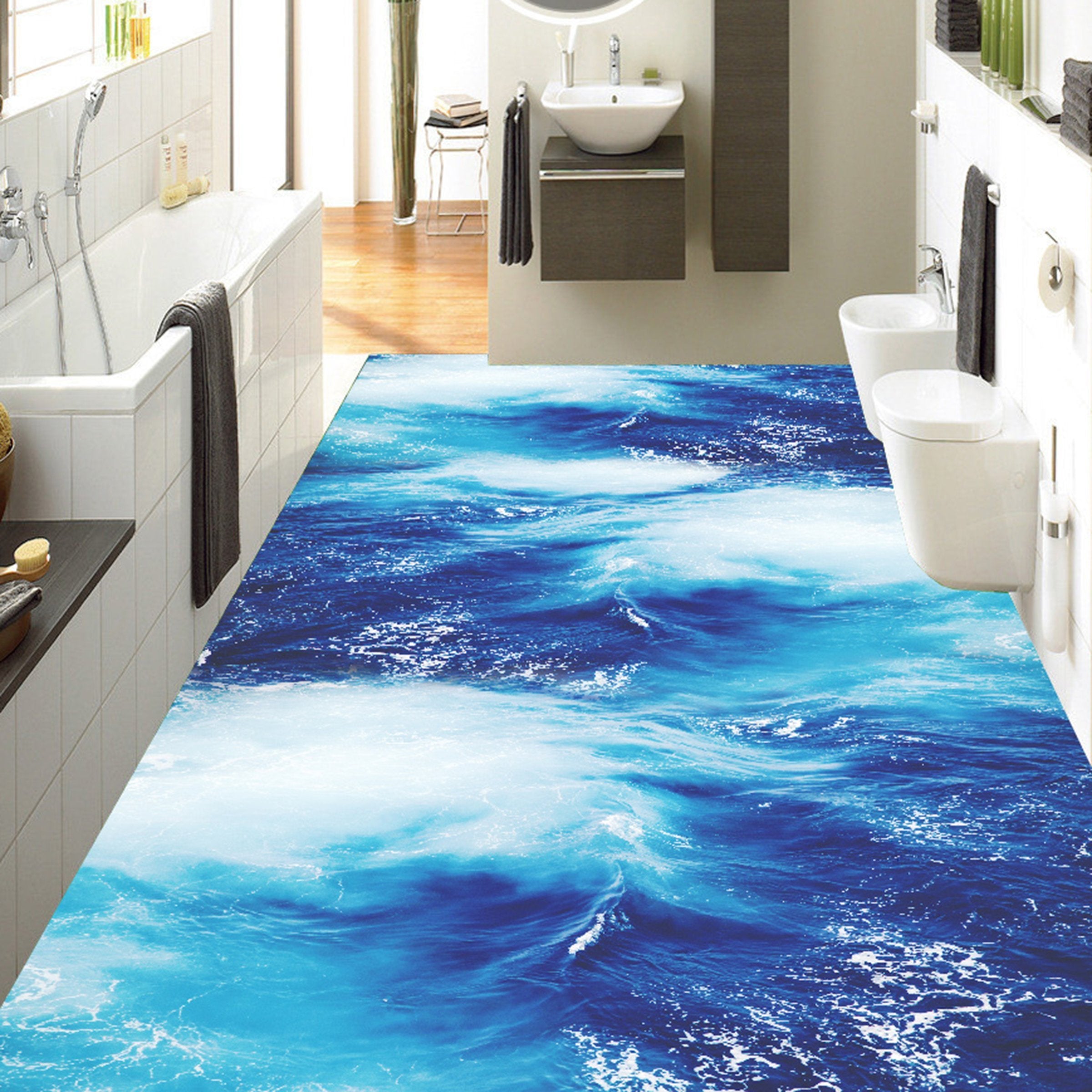 3D Blue Sea Water WG061 Floor Mural Wallpaper AJ Wallpaper 2 