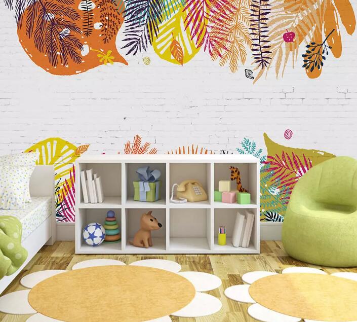 3D Cartoon Leaf WG802 Wall Murals