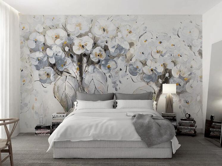 3D White Flowers WG43 Wall Murals Wallpaper AJ Wallpaper 2 