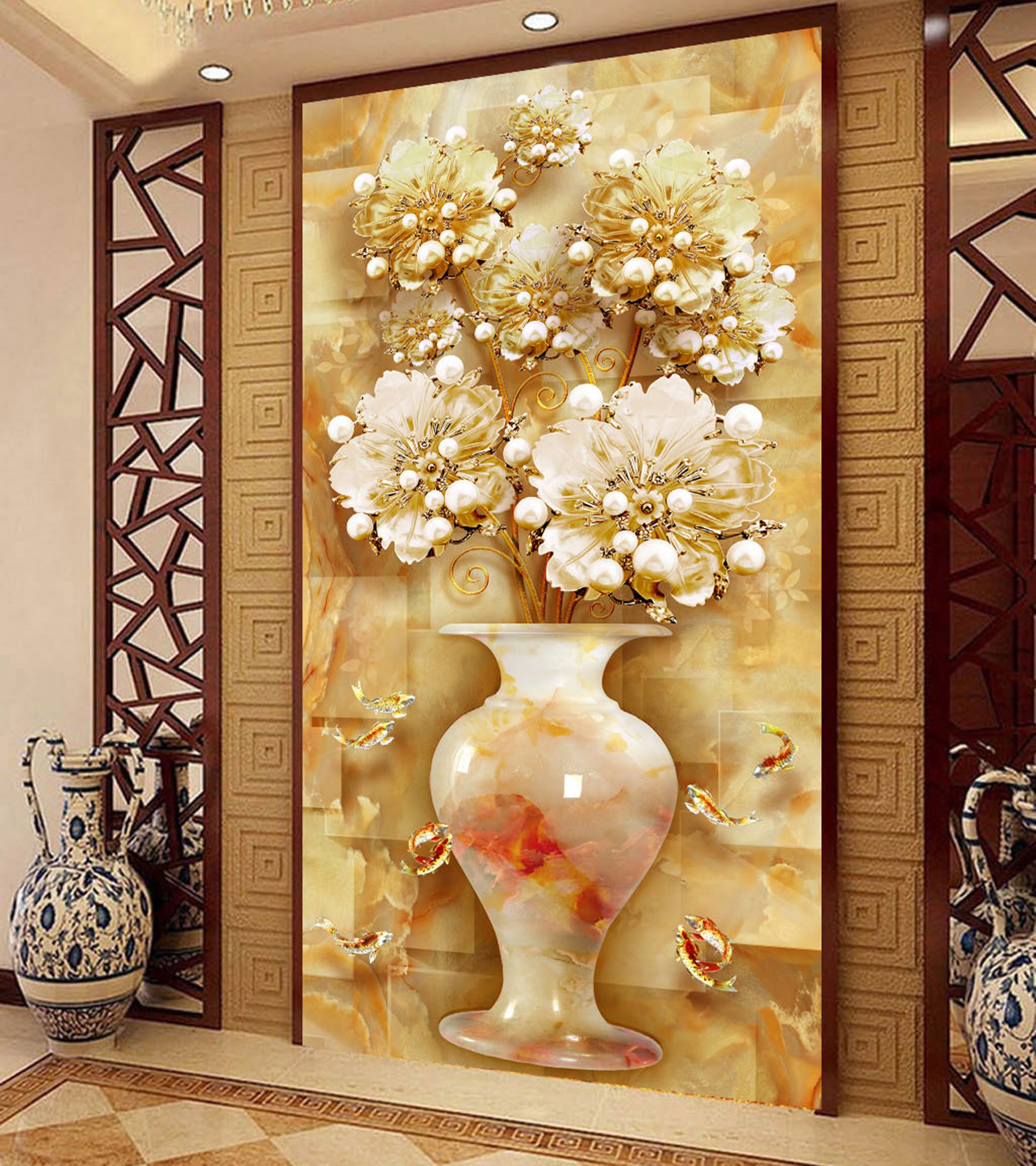 3D Pearl Flower WG012 Wall Murals