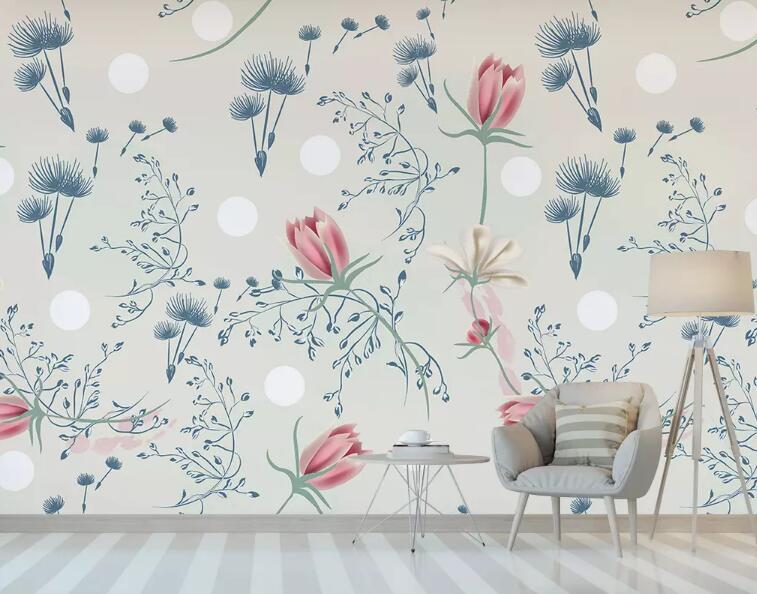 3D Lily Dandelion WG1080 Wall Murals