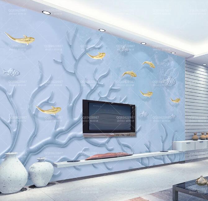 3D Embossed Fish WG701 Wall Murals