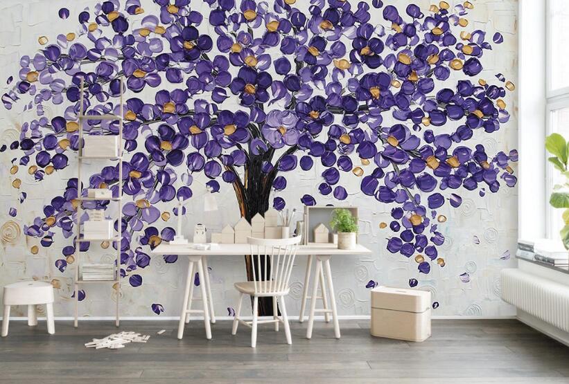 3D Purple Leaves WG39 Wall Murals Wallpaper AJ Wallpaper 2 