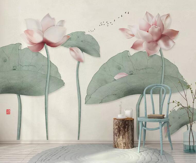 3D Lotus Pond WG916 Wall Murals