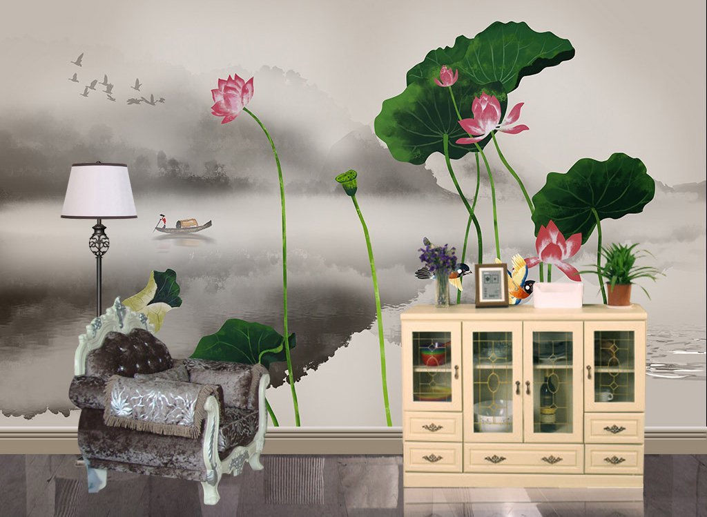 3D Lotus Leaf 570 Wall Murals Wallpaper AJ Wallpaper 2 