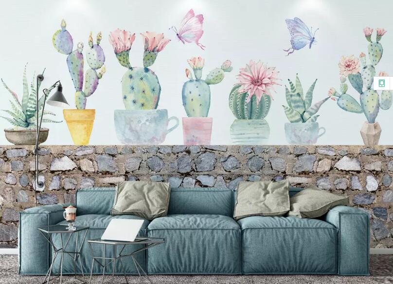 3D Cactus Vase WG758 Wall Murals