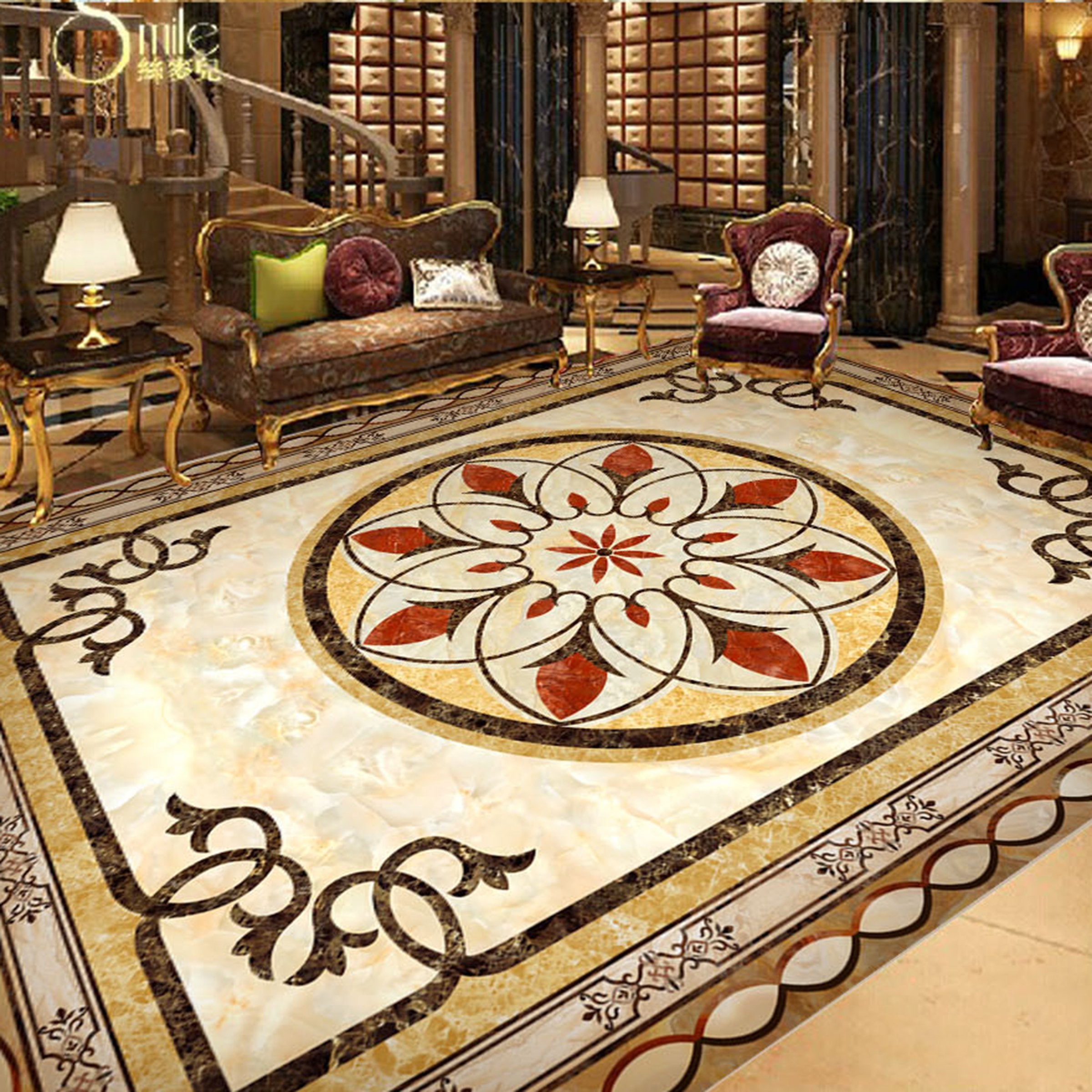 3D Round Red Flower WG740 Floor Mural Wallpaper AJ Wallpaper 2 