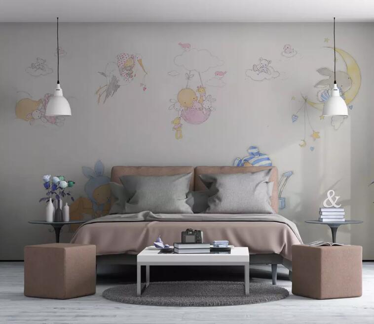 3D Cute Bunny WG33 Wall Murals Wallpaper AJ Wallpaper 2 