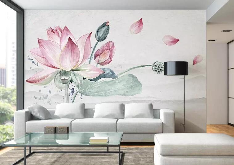 3D Beautiful Lotus WG08 Wall Murals Wallpaper AJ Wallpaper 2 