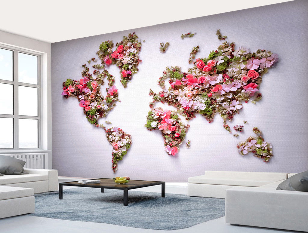 3D Flower Map WG080 Wall Murals