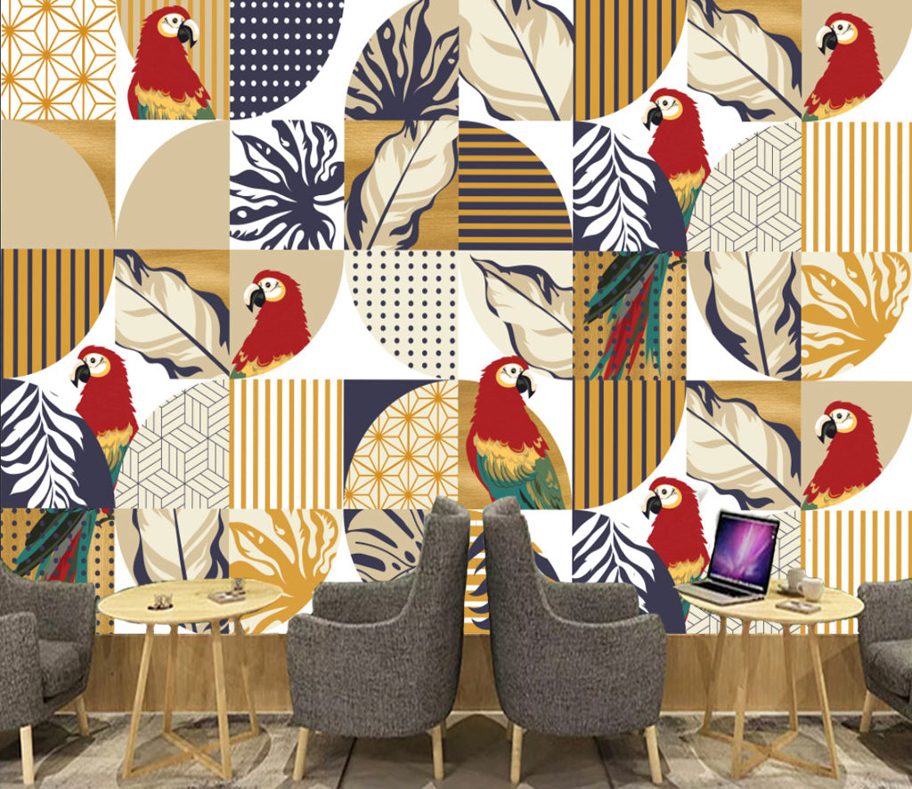 3D Parrot Leaves WG466 Wall Murals