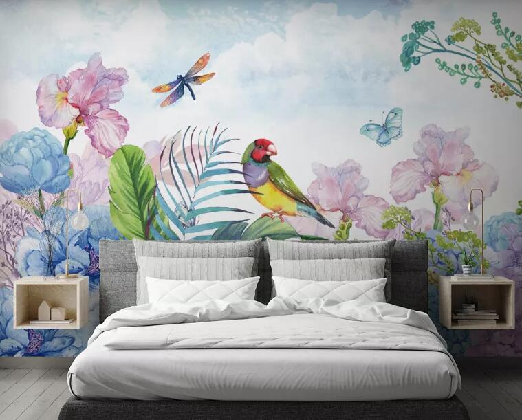 3D Parrot Butterfly WG821 Wall Murals