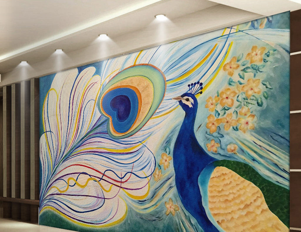 3D Painted Peacock WG146 Wall Murals