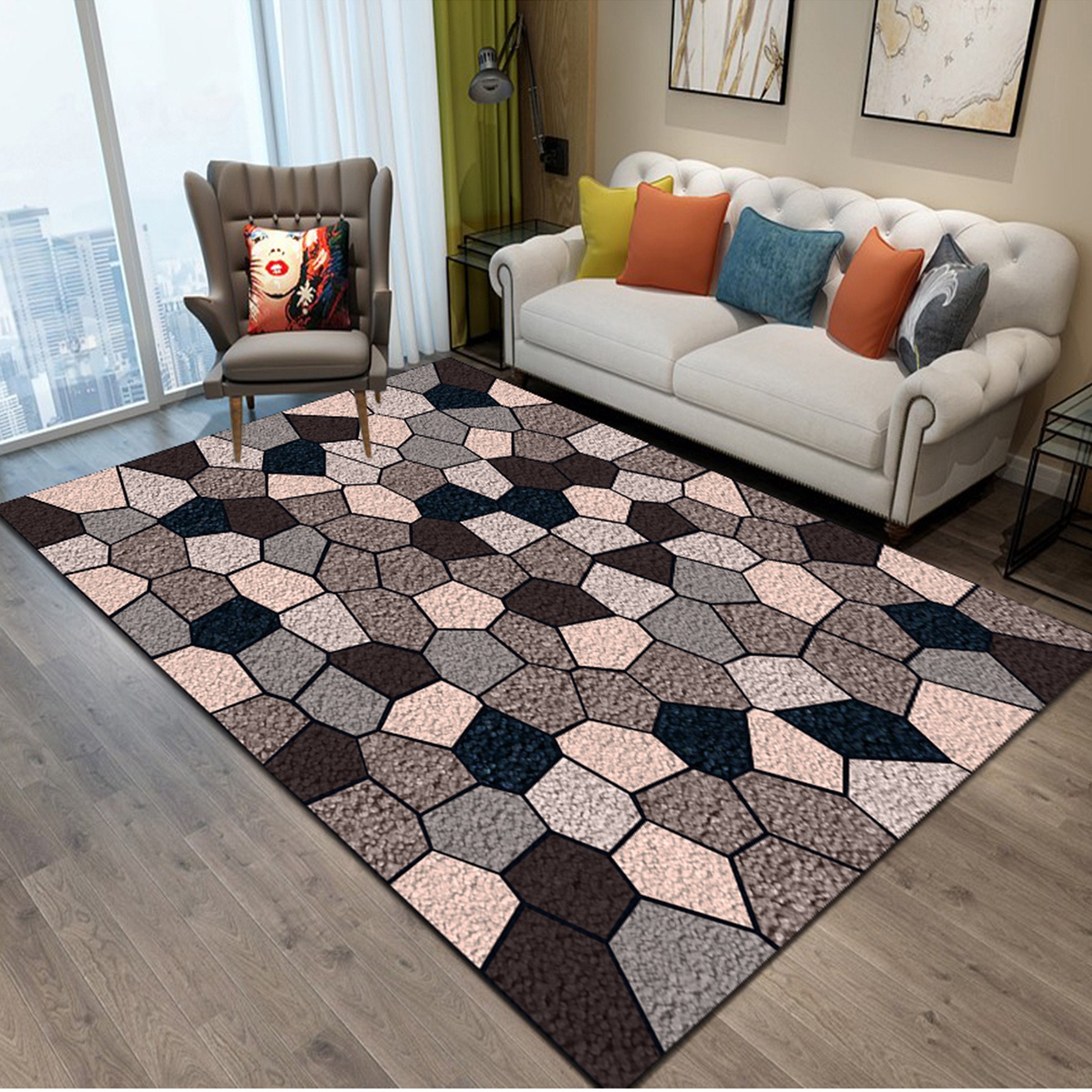 3D Dark Geometry WG161 Non Slip Rug Mat Mat AJ Creativity Home 