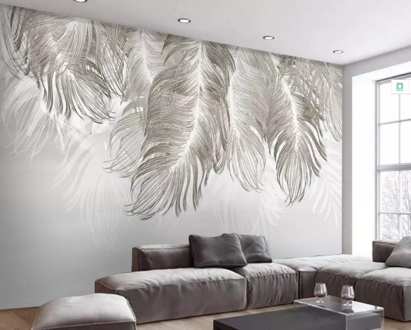 3D Gray Feather WG13 Wall Murals Wallpaper AJ Wallpaper 2 
